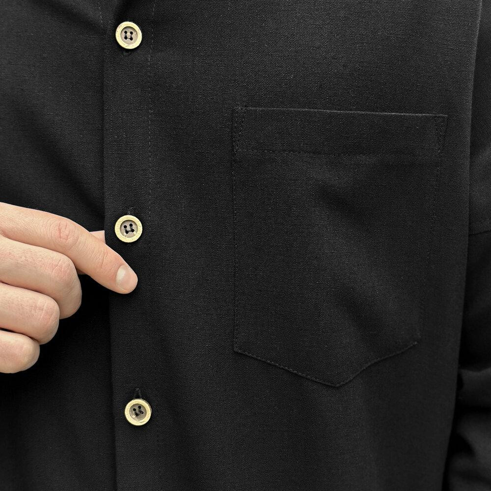 Чоловіча чорна сорочка з довгим рукавом Pobedov Founder Київ - фото 3