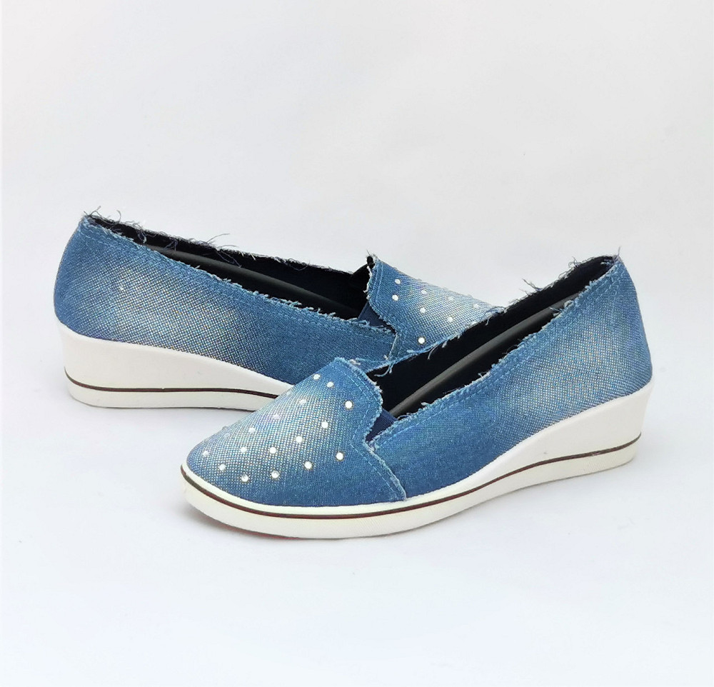 . Жіночі Мокасини Балетки на Танкетці Блакитні Джинсові Сині (розміри: 36,37,38,40) Дніпро - фото 9
