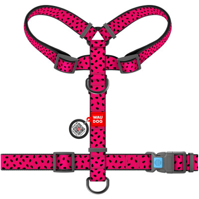 Шлей для собак WAUDOG Nylon с QR паспортом анатомическая H-образная "Арбуза" L (5562) Винница - изображение 2