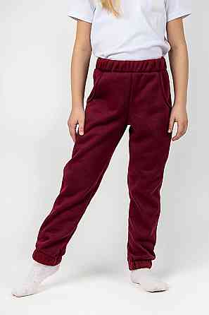 Брюки рост 110 см, теплые штаны с начесом спортивные детские и подростковые, бордовые, топ Крохатушка одяг Киев