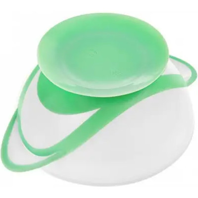 Набор детской посуды Akuku тарелка на присоске с ложкой, белый-зеленый (A0504) Винница - изображение 3