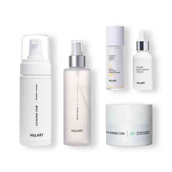 Сонцезахисна сироватка SPF 30 з вітаміном С + Базовий набір для догляду за шкірою обличчя сухого типу Hillary Київ