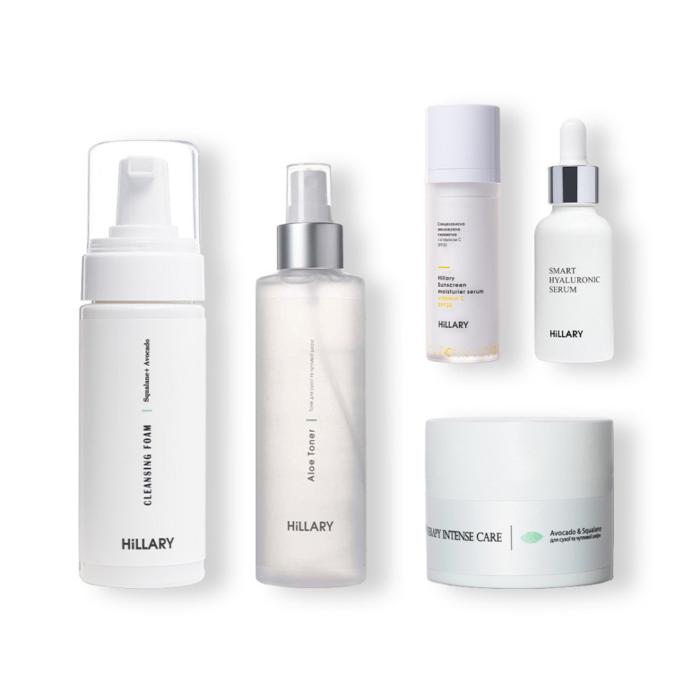 Сонцезахисна сироватка SPF 30 з вітаміном С + Базовий набір для догляду за шкірою обличчя сухого типу Hillary Київ - фото 1