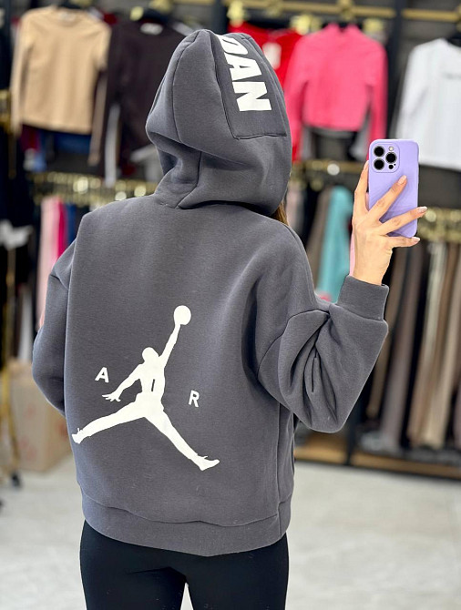 Жіноча стильна комфортна тепла худа турецька тринитка на флісі Сірий, 42/44 Одеса - фото 4