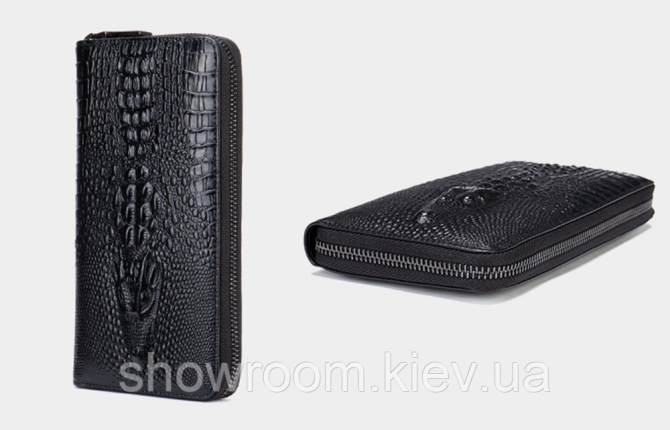 Чоловічий шкіряний гаманець на блискавці Leather Collection (9077) Київ - photo 3