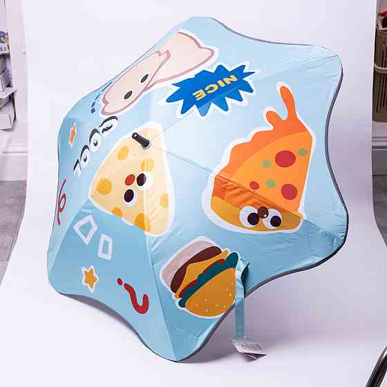 Зонт детский механический элегантный с принтом прочный надежный из полиэстера диаметр 90 см Голубой HP-23-13BL Киев