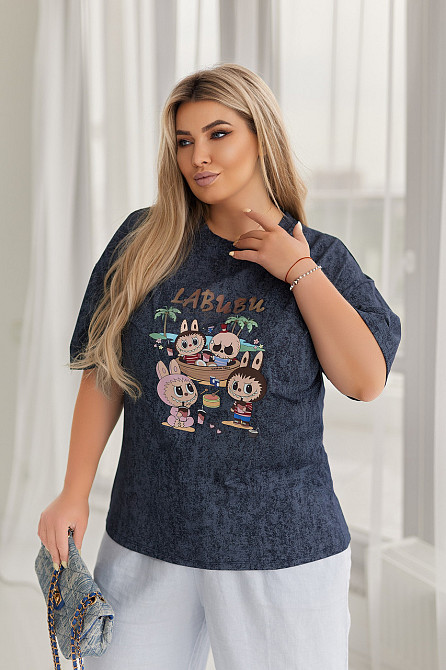 Жіноча футболка з ефектом тай-дай Labubu "Pirate" (Туреччина) | Норма і батал Київ - фото 8