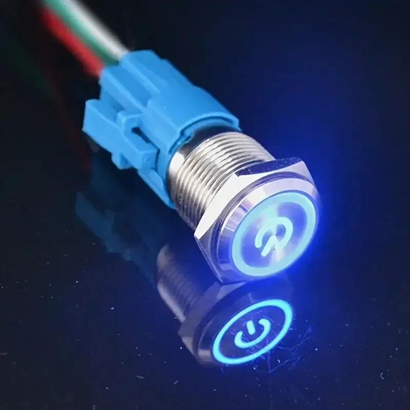 Металлический переключатель с синей подсветкой 16мм Киев - изображение 8