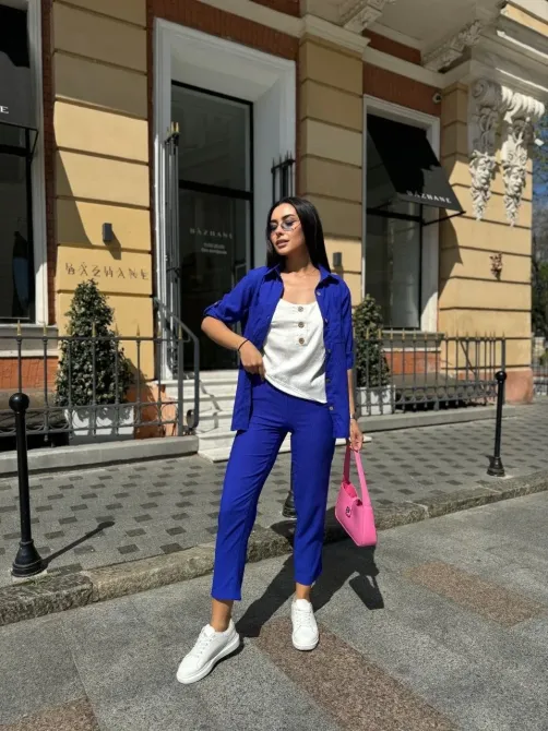 Женский летний костюм Рубашка из трёх частей Футболка Футболка Шёлковый креповый жнец Одесса - изображение 17