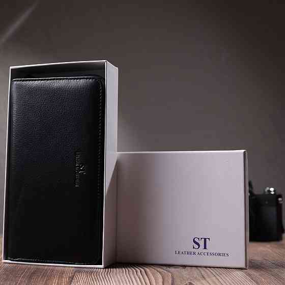 Мужской клатч с блоком для карт из натуральной кожи ST Leather 22694 Черный Киев