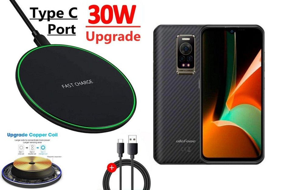 Беспроводное зарядное устройство Copper до 30W для OPPO Find X8 Ultra, USB-C, LED Киев - изображение 1