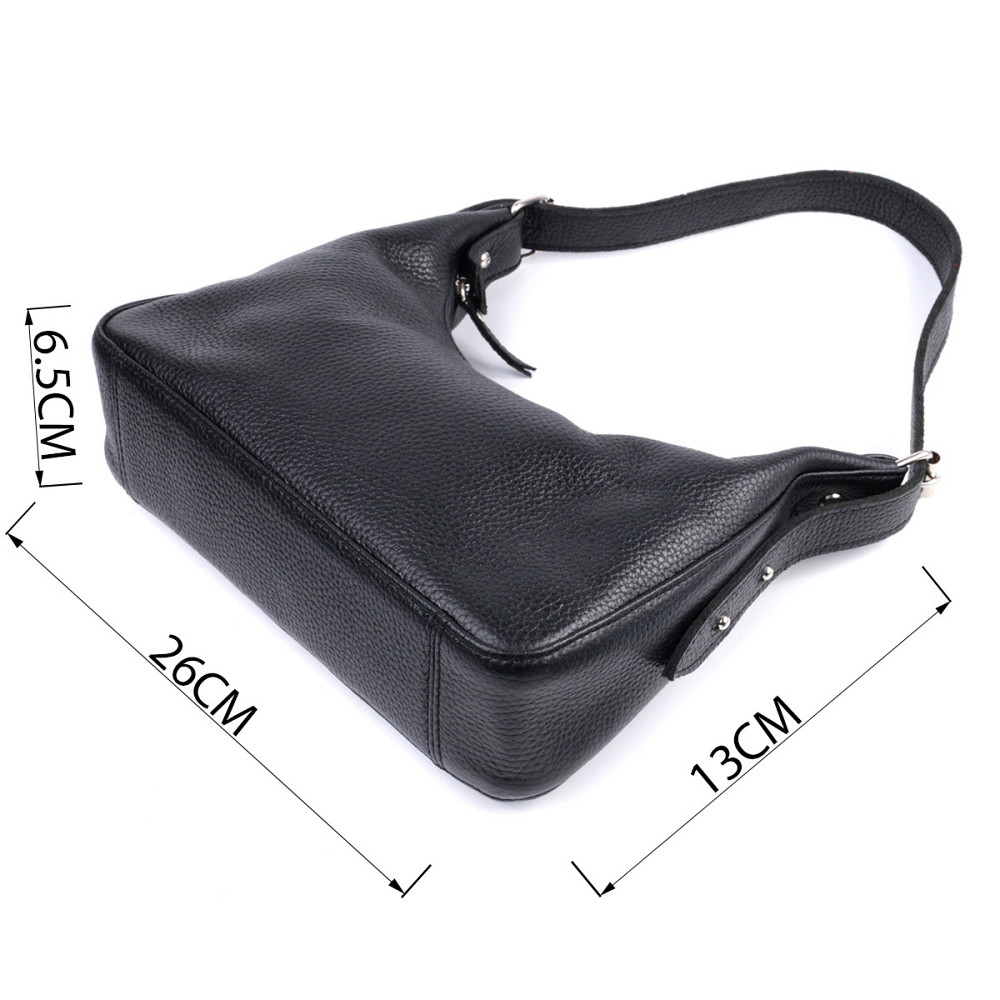 Сумка багет з регульованим ременем із зернистої натуральної шкіри Чорна (SHVIGEL) Київ - фото 7