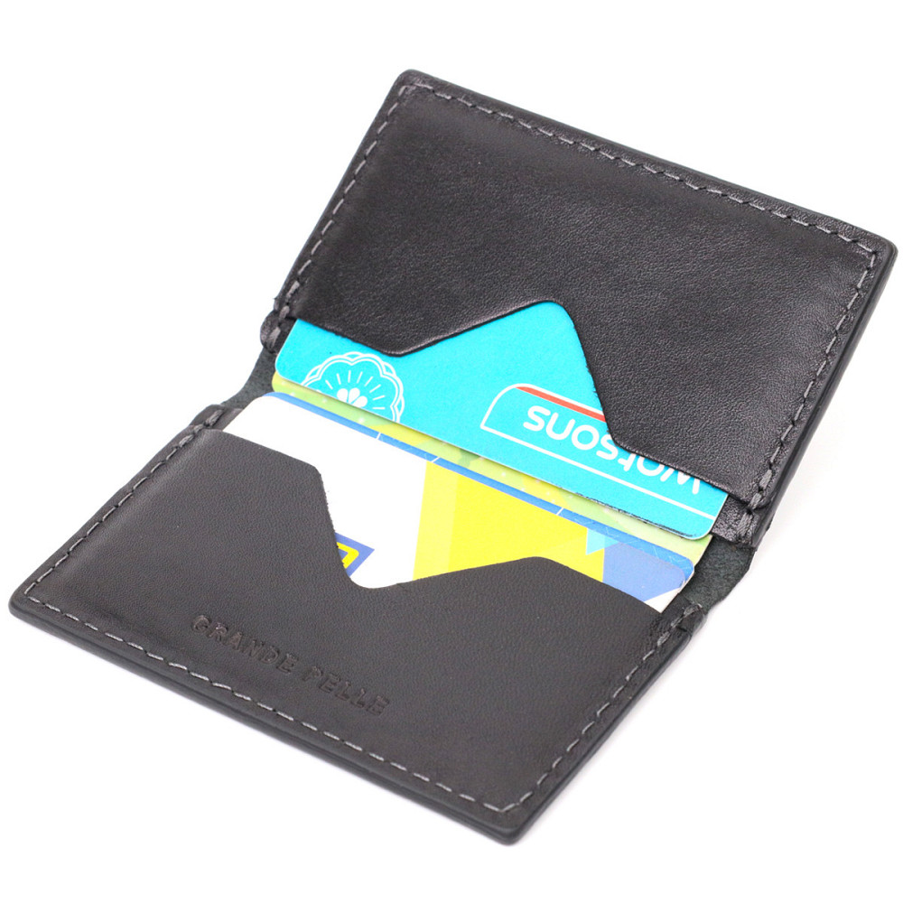 Картхолдер унісекс з тримачем для Apple AirTag з натуральної шкіри GRANDE PELLE 11607 Чорний Київ - фото 6