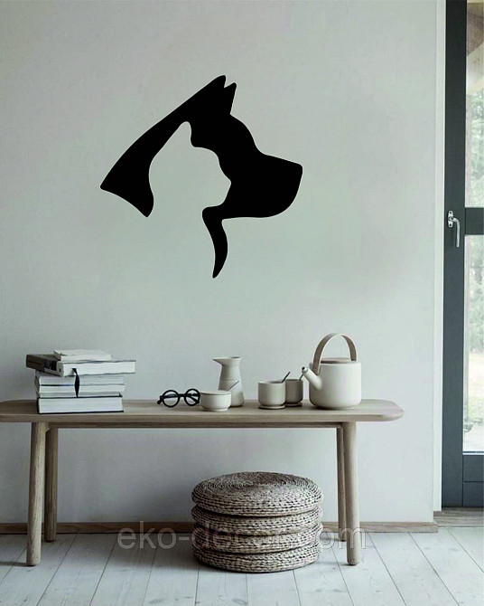 Декоративне настінне Панно «Кіт та Собака », Декор на стіну 90*90 см, Чорний Київ - фото 8