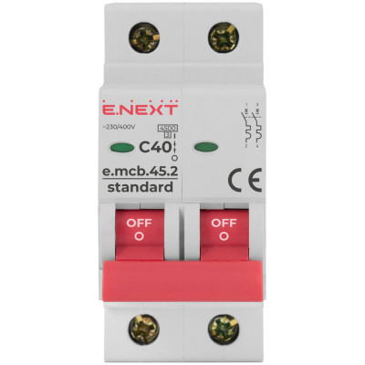 Автоматический выключатель E.NEXT 2-п e.mcb.stand. 40А C ( 4,5кА) (s002021) Винница - изображение 2