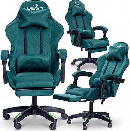 Кресло геймерское DIEGO ALCANTARA PRO Green Киев