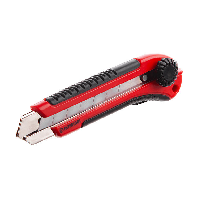 Ніж сегментний, 25 мм, металева напрямна, прогумована ручка INTERTOOL HT-0526 Киев - изображение 9