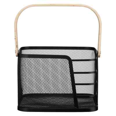 Фруктовница Ardesto Midori з ручкою 24х23.5х16.1см, метал, дерево, чорний (AR0923B) Винница