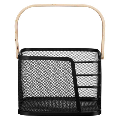 Фруктовница Ardesto Midori з ручкою 24х23.5х16.1см, метал, дерево, чорний (AR0923B) Винница - изображение 3