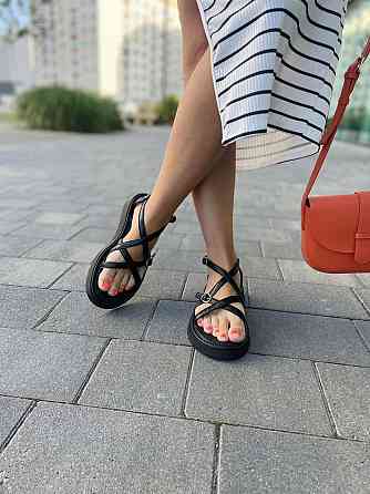 No brend Босоніжки жіночі A-1 чорні (літо, шкіра натуральна) (5117) Коломия