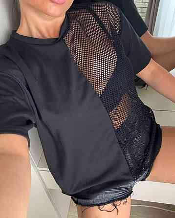 Жіноча стильна оверсайз футболка з сіткою двонитка Одеса