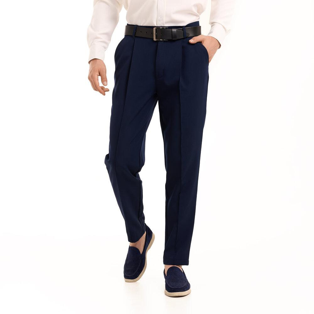 Темно-сині штани демісезонні для чоловіків. Штани Pobedov Legend сині з костюмки Київ - фото 1