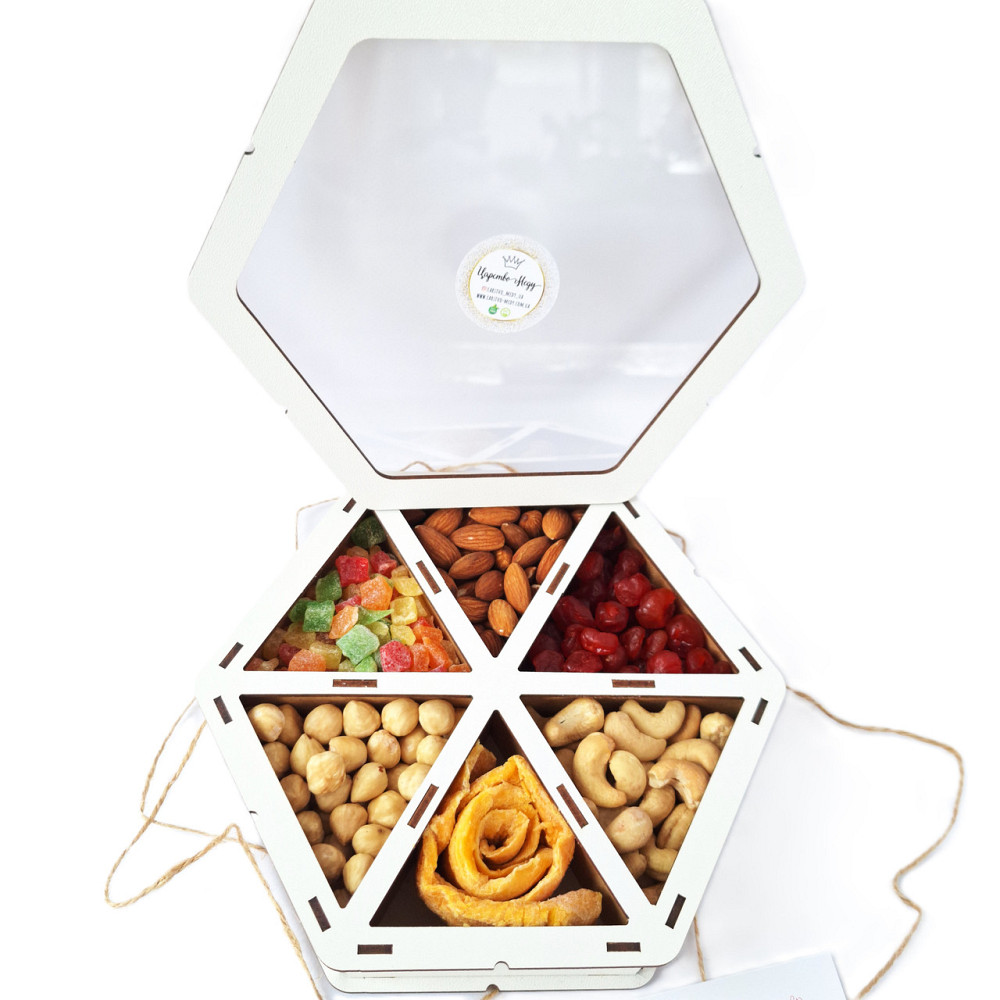 Подарунковий набір горіхів і сухофруктів у дерев'яній коробочці 450 грамів Одеса - фото 8