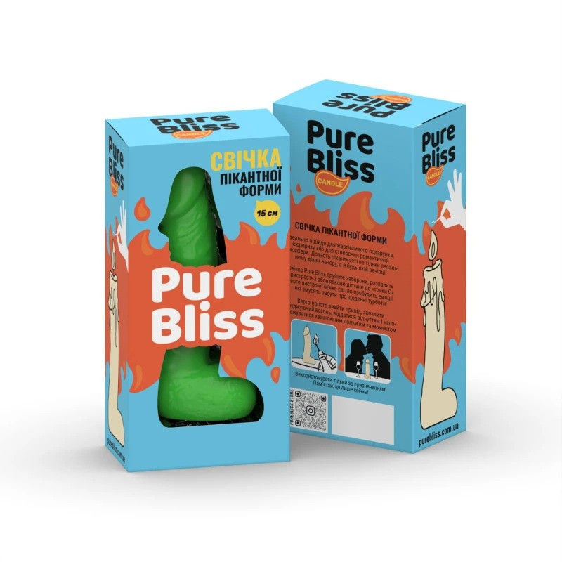 Свічка пікантної форми Pure Bliss MINI Green зелена, 15 см Sex Aura Київ - фото 7