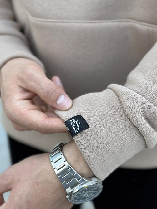 Теплое мужское худи на флисе с капюшоном песочное Pobedov 008 ЗИМА Киев - изображение 6