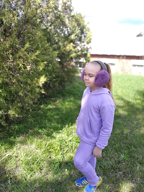 Хутряні навушники дитячі з кролика Темно Фіолетовий Харків - фото 3