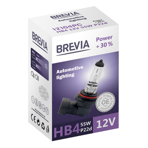 Галогенова лампа Brevia HB4 12V 55W P22d Power +30% CP Львів - фото 1