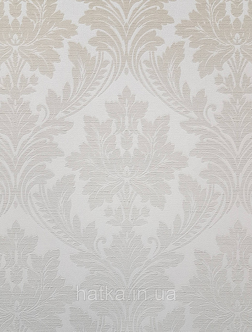 Шпалери вінілові на флізеліні Grandeco Time метрові структурні вензелю завитки золотисті на біло молочному Київ - фото 3