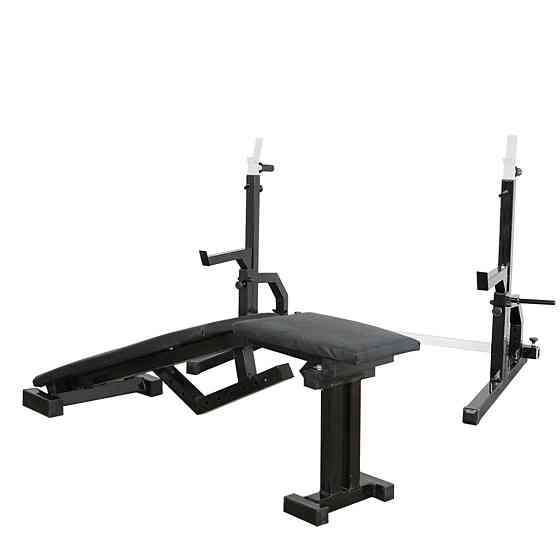 Скамья с отрицательным углом 40 на 40 мм + Стойки со страховкой 40 на 40 мм + брусья и штыри под блины Киев