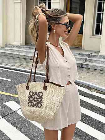 Женский базовый летний костюм двойка: жилет и шорты лен жатка 44/46, Бежевый Одесса