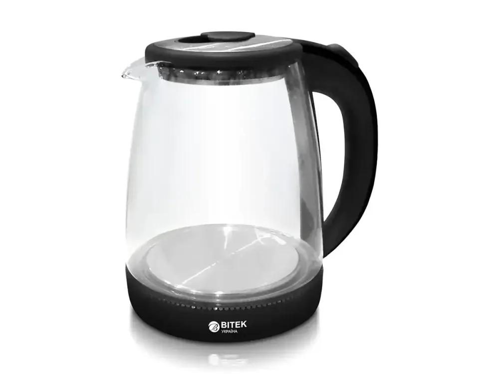 Чайник электрический стеклянный без цветка 1.8л 2400Вт синяя LED-подсветка BITEK BT-311, стеклянній корпус Одесса - изображение 2