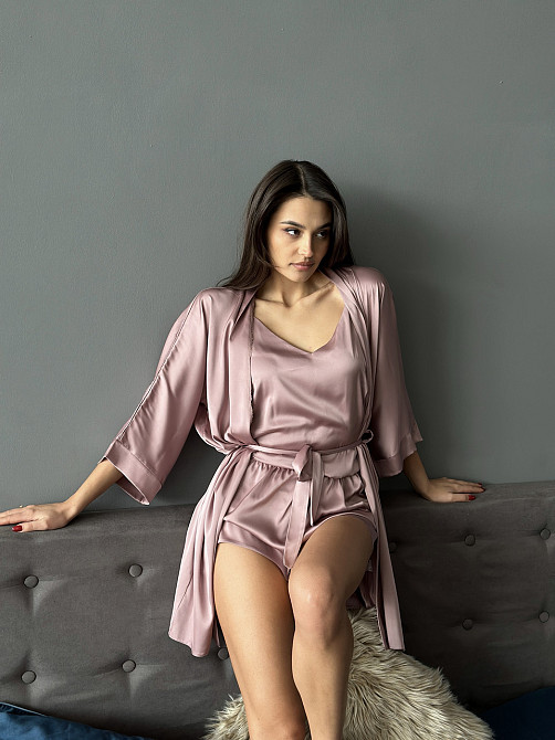 Піжама жіноча шовкова майка з шортами Какао XL/XXL Харків - фото 8