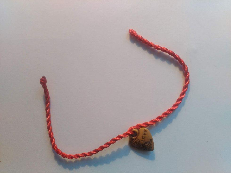 Браслет с сердечком оберег 19 см красный Киев - изображение 3