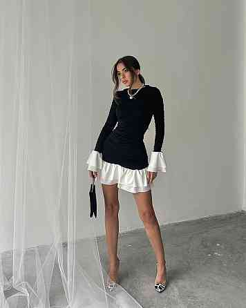 Жіноча стильна міні сукня масло + шифонові вставки Одеса