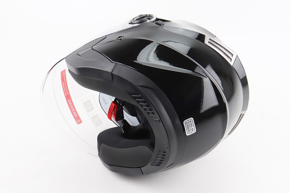 Шолом відкритий+відкидні окуляри BLD-708 S (55-56см), ЧОРНИЙ глянець Київ - фото 2