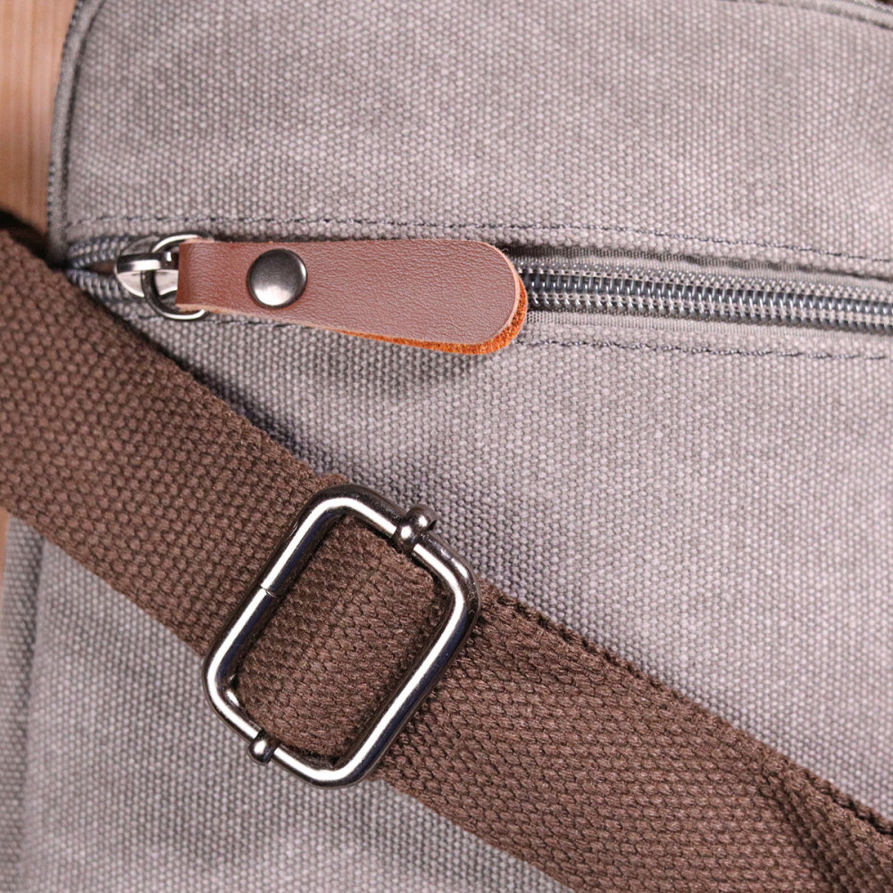 Компактная мужская сумка из плотного текстиля Серая (Vintage) Киев - изображение 4