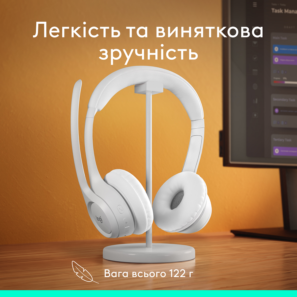 Гарнітура Logitech Zone 300 Wireless Headset BT White (981-001417) (6996323) Київ - фото 9