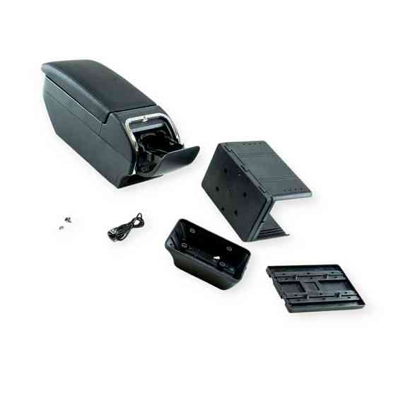 Підлокітник - універсальний пластик/шкірзам milex зсувний з підсклянником, 4 usb чорний Мукачево