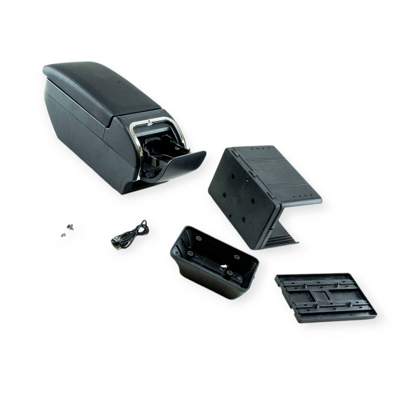 Подлокотник - универсальный пластик/кожзам milex сдвижной с подстаканником, 4 usb черный Мукачево - изображение 2