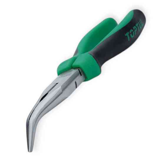 Длинногубцы изогнутые 160 мм черно-зеленые ручки CrMo Мукачево