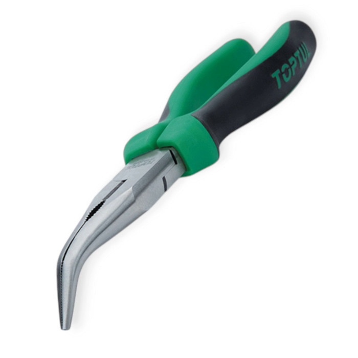 Длинногубцы изогнутые 160 мм черно-зеленые ручки CrMo Мукачево - изображение 1