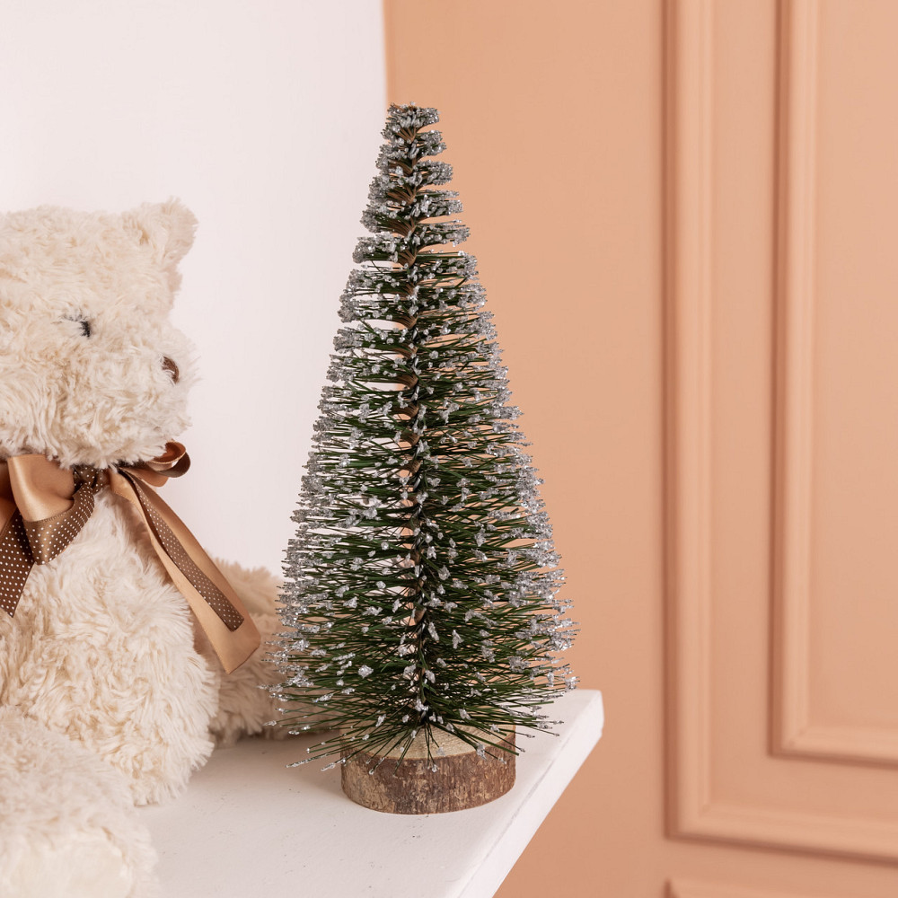 Новогодняя настольная елка заснеженная Стрела 25 см на деревянной подставке SOK-М-12-1 Киев - изображение 1