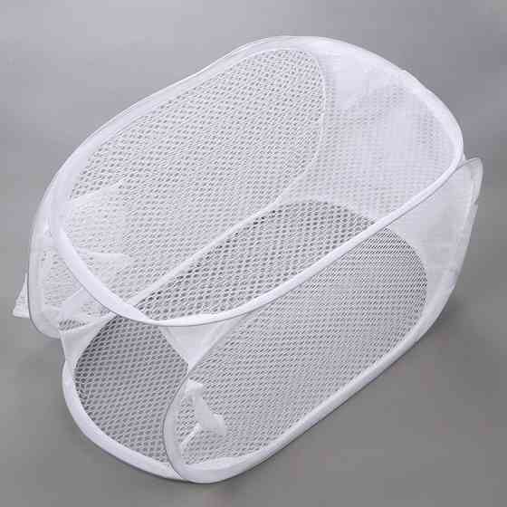 Корзина для белья в ванную комнату, корзина для вещей складная в сетку Белая 31х31х51 см Каменец-Подольский