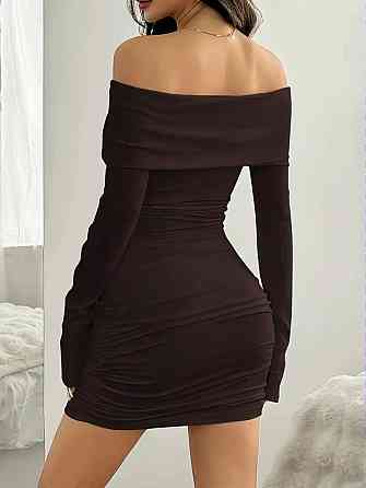 Женская стильная верхняя мини-платье из микродайвинга Шоколад Одесса