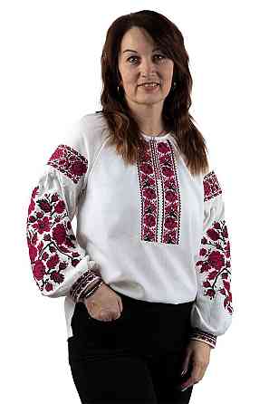 Вышиванка женская льняная, белая топ Киев