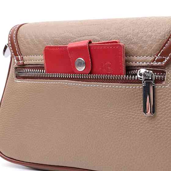 Стильна сумка жіноча з фактурним клапаном з натуральної шкіри Vintage 22620 Бежева Київ